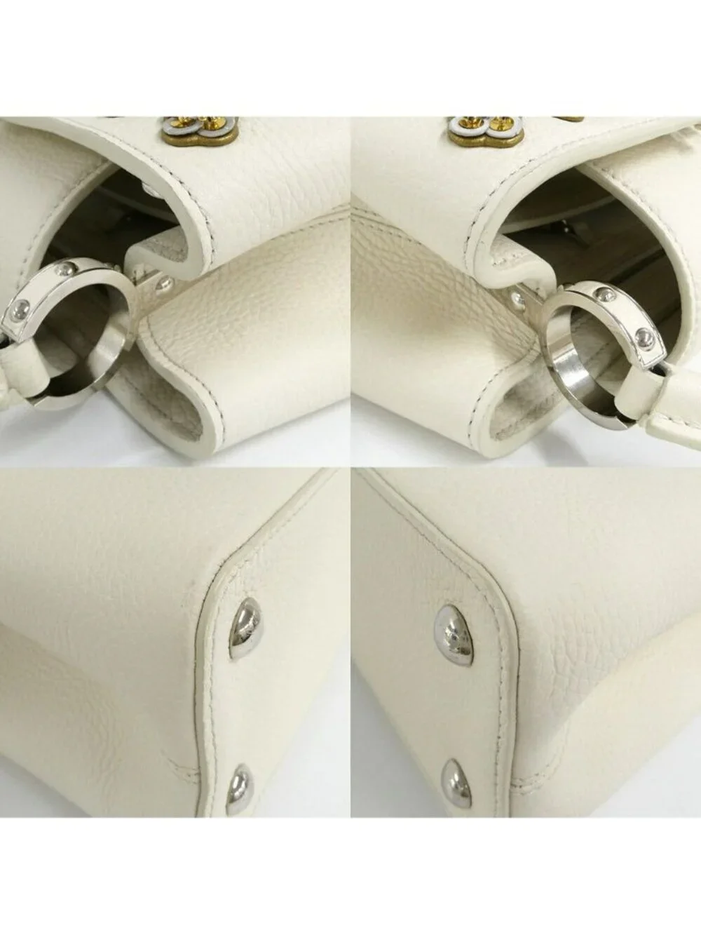 Louis Vuitton Capucines PM Flower Beads White Taurillon Leather Handbag 2-Way